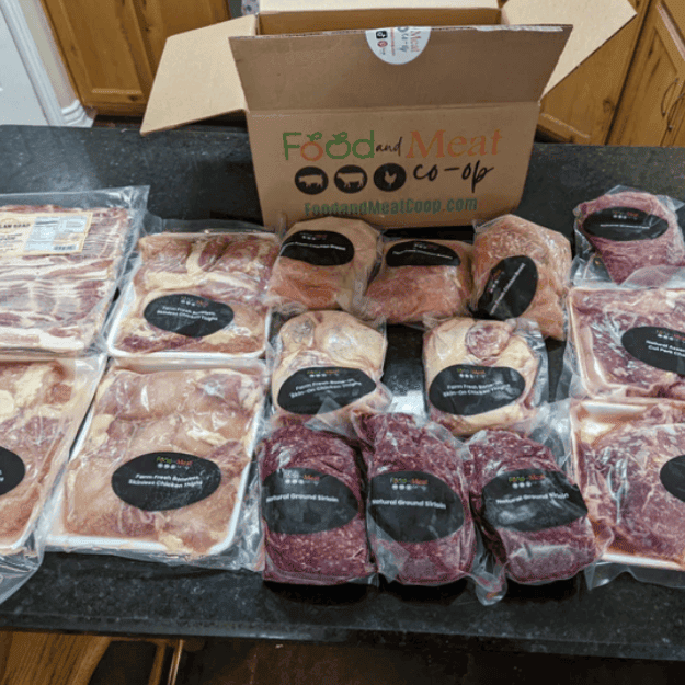 A variety of meat from a food co-op