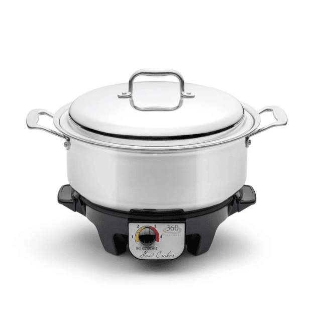 360 Cookware 6-Quart Stainless Steel Stock Pot with Cover & Slow Cooker Base