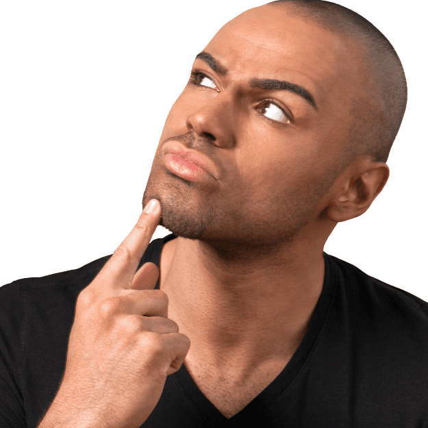 A man pondering the question of what makes a person fat if it isn't fat