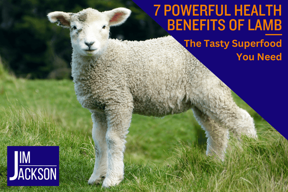 A lamb with the words health benefits of lamb
