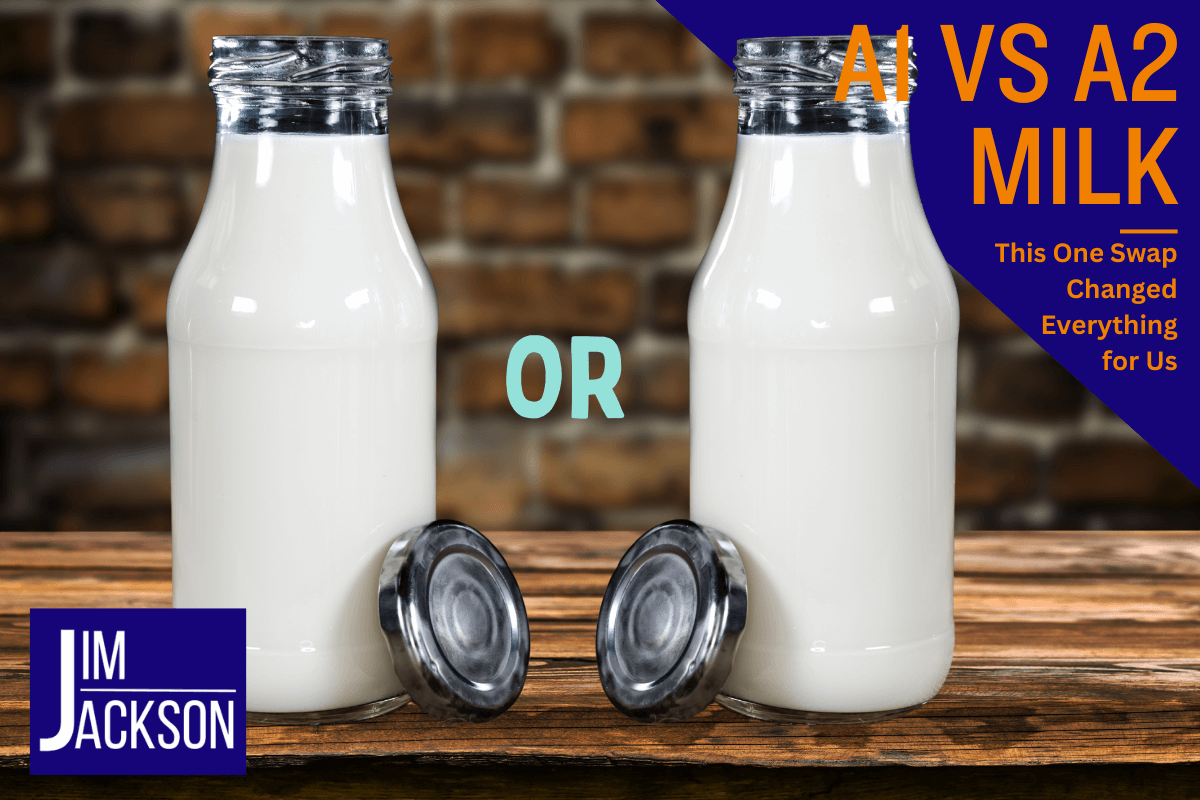 Two bottles of milk posing a choice between A1 vs A2 milk