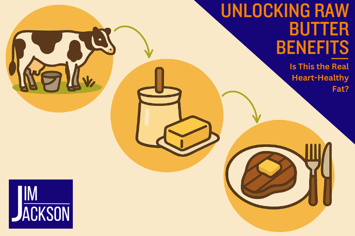 An infographic showing the stages of producing raw butter denoting the raw butter benefits
