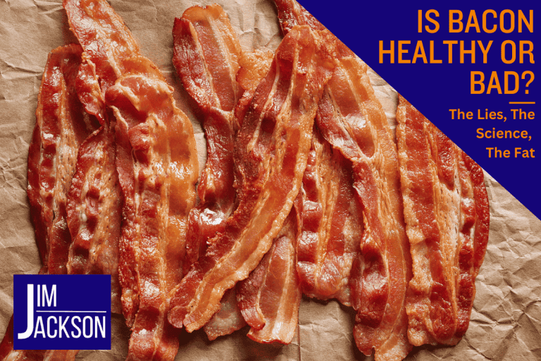 Some cooked streaky bacon on grease proof paper depicting is bacon healthy or bad