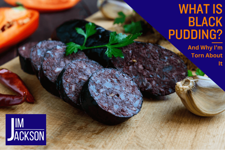 Some cooked sliced black pudding depicting what is black pudding