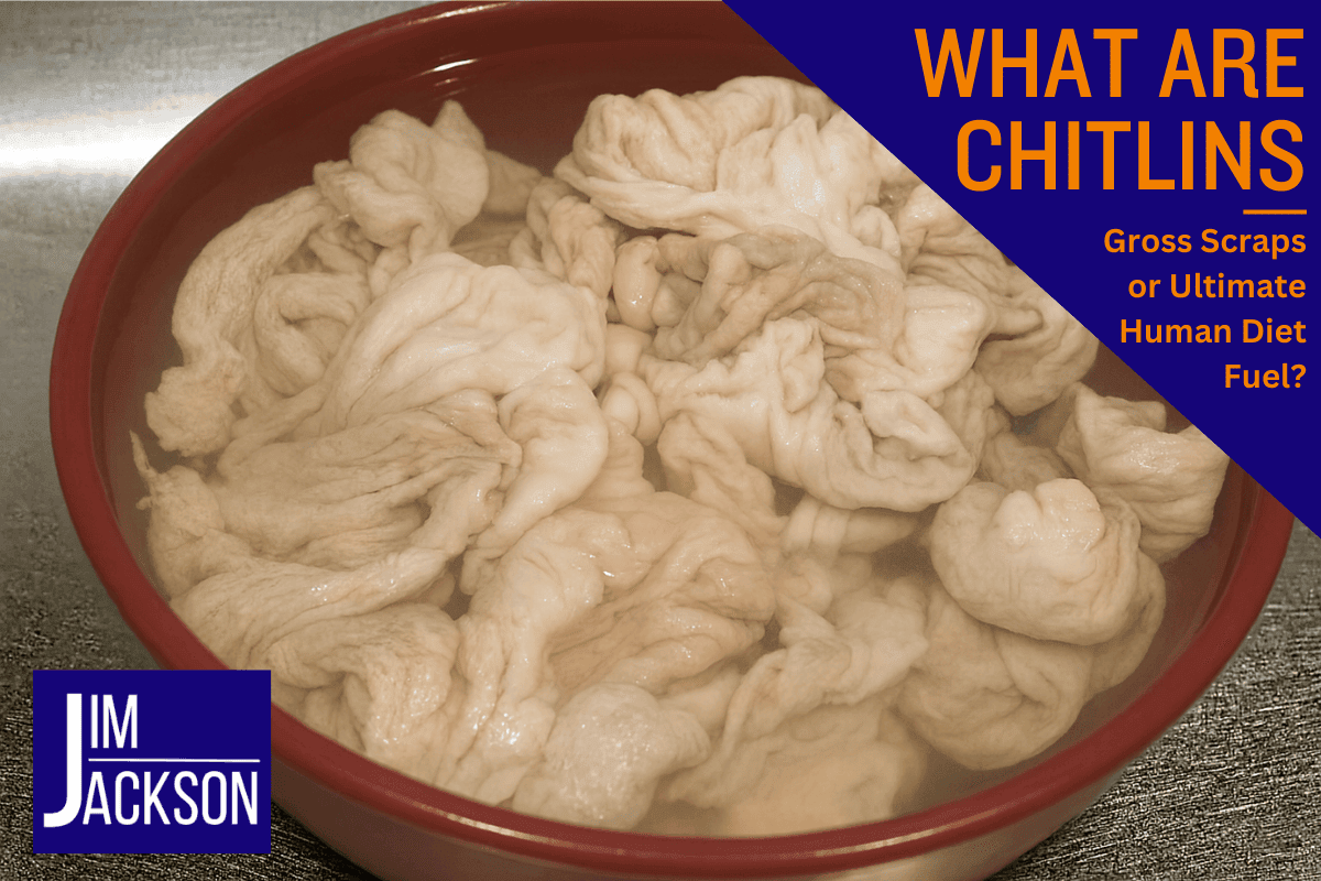 a bowl of raw pigs intestines depicting what are chitlins