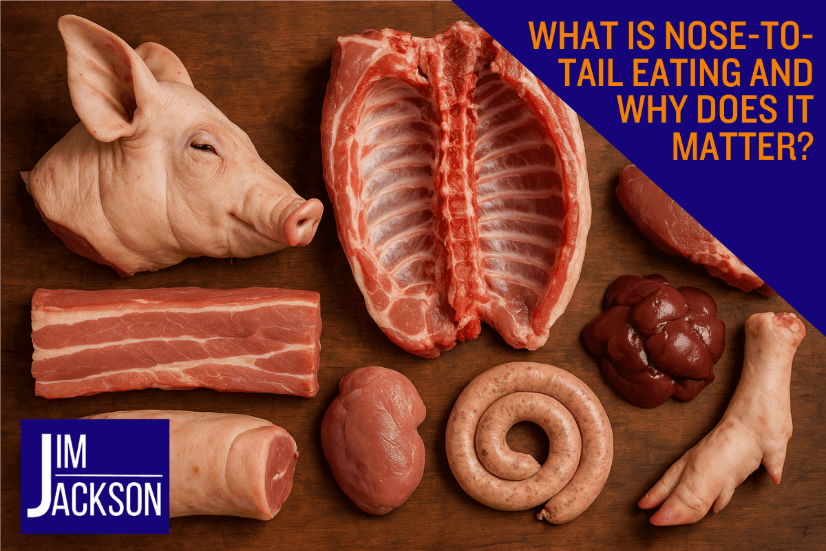 The butchered parts of a pig depicting what is Nose-to-Tail-Eating